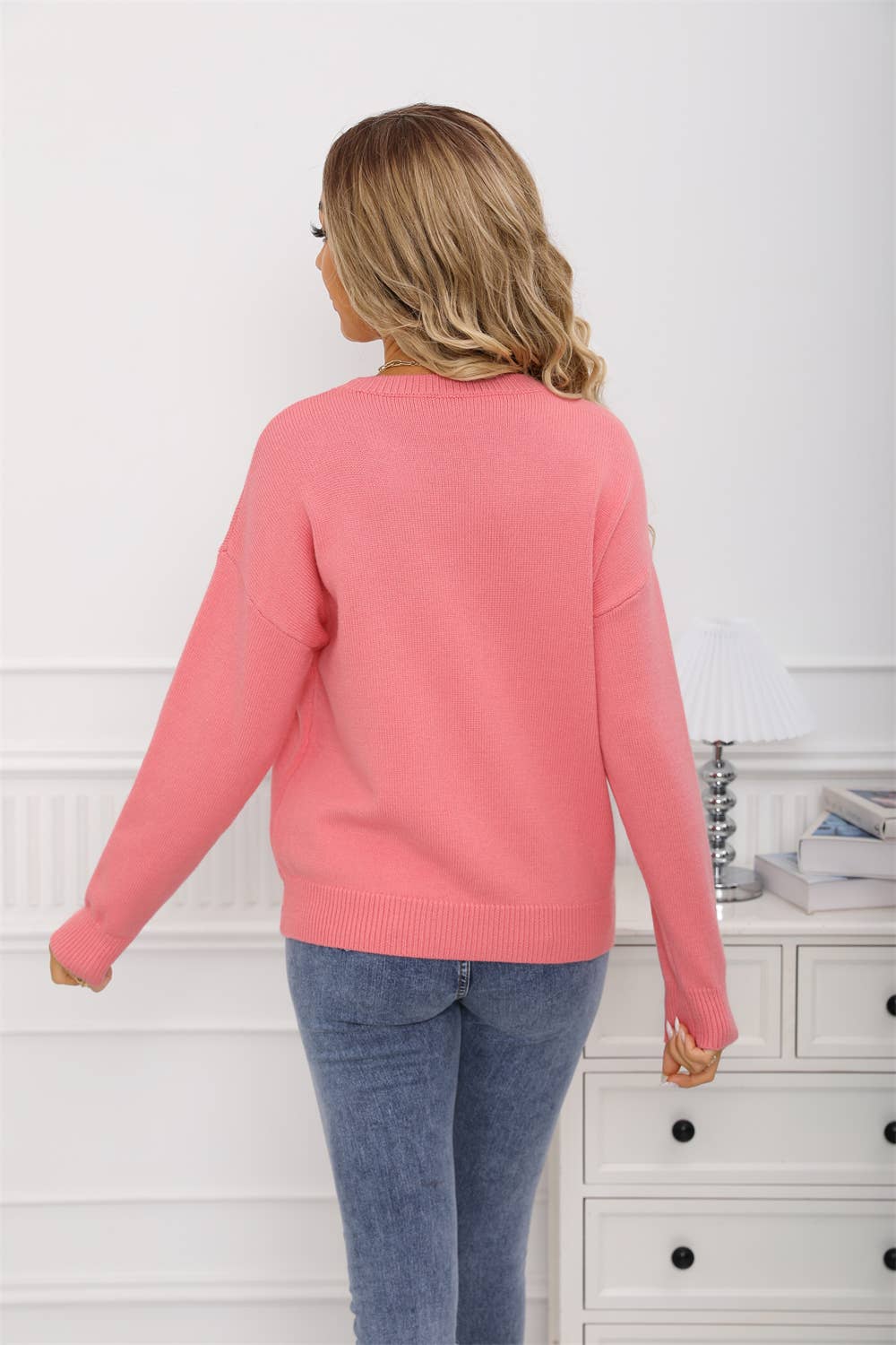 Bow-shaped heart Valentine's Day knitted sweater