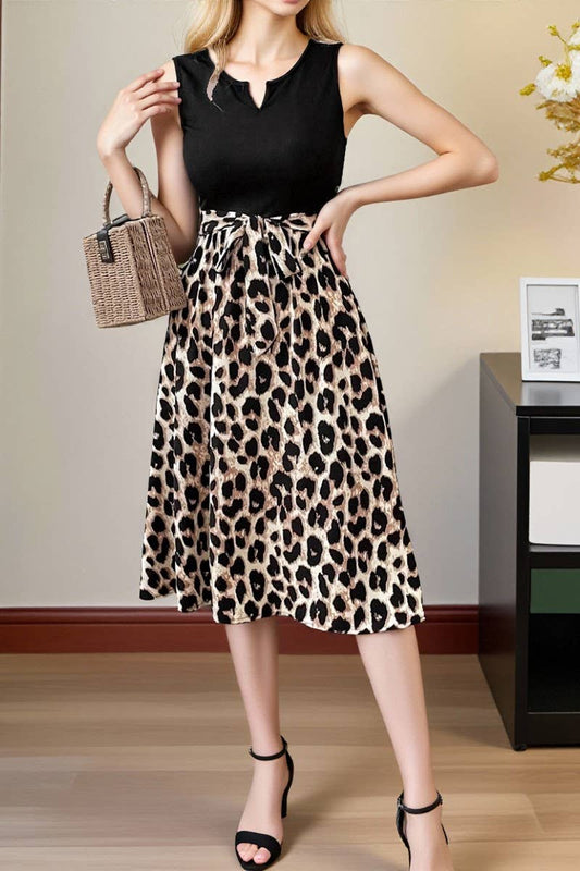 CWDSD10542_SUMMER CONTRAST COLOR STITCHING SLEEVELESS DRESS