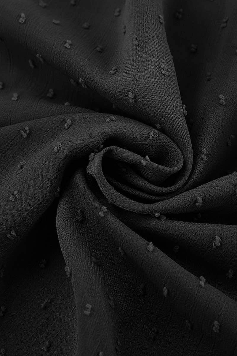 CWTSTL2591_SOLID JACQUARD BUTTON PUFF SLEEVE SHIRT