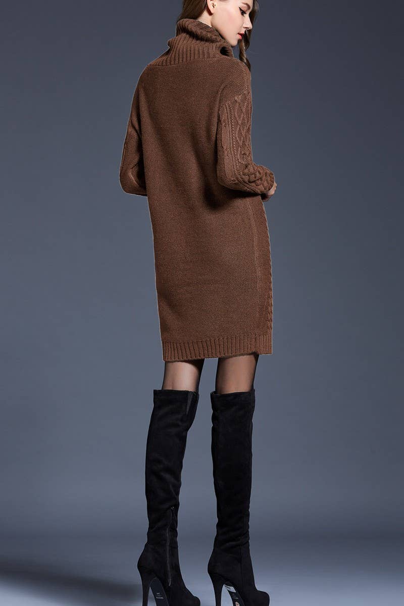 CWDSD5133_LONG TURTLENECK KNITTED DRESS
