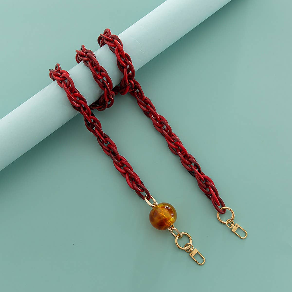Resin Acrylic Large Lantern Beads Bag Chain Strap_CWMM5106