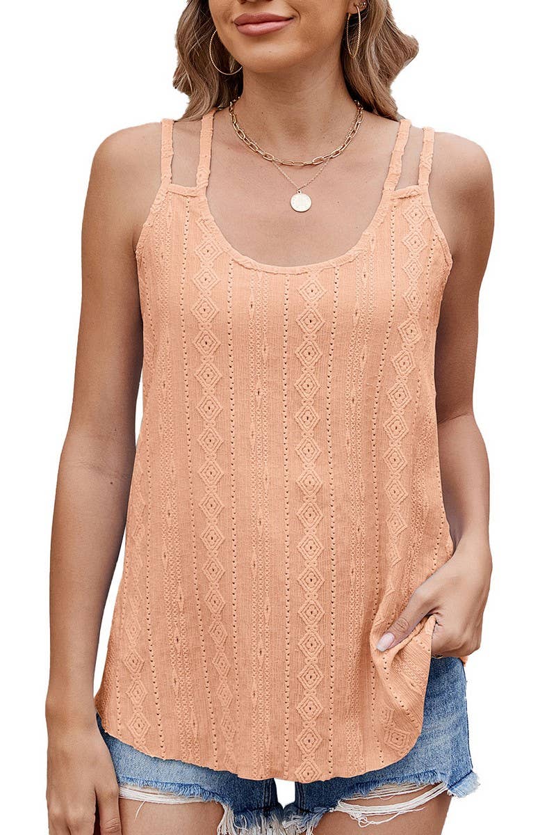 CWOV0683_SOLID COLOR ROUND NECK SLEEVELESS CAMISOLE