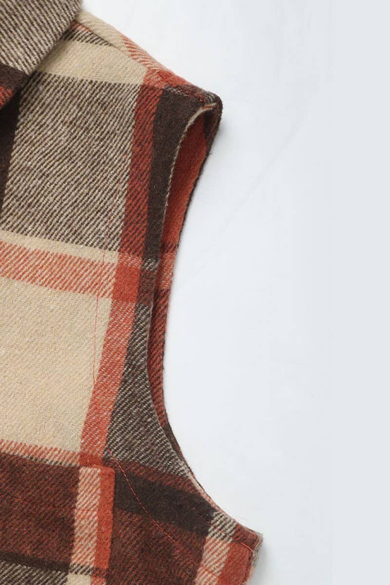 CWOV0411_SLEEVELESS LAPEL MID-LENGTH PLAID VEST