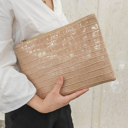 CROCODILE PATTERN GLOSSY HANDBAG_CWAB1379