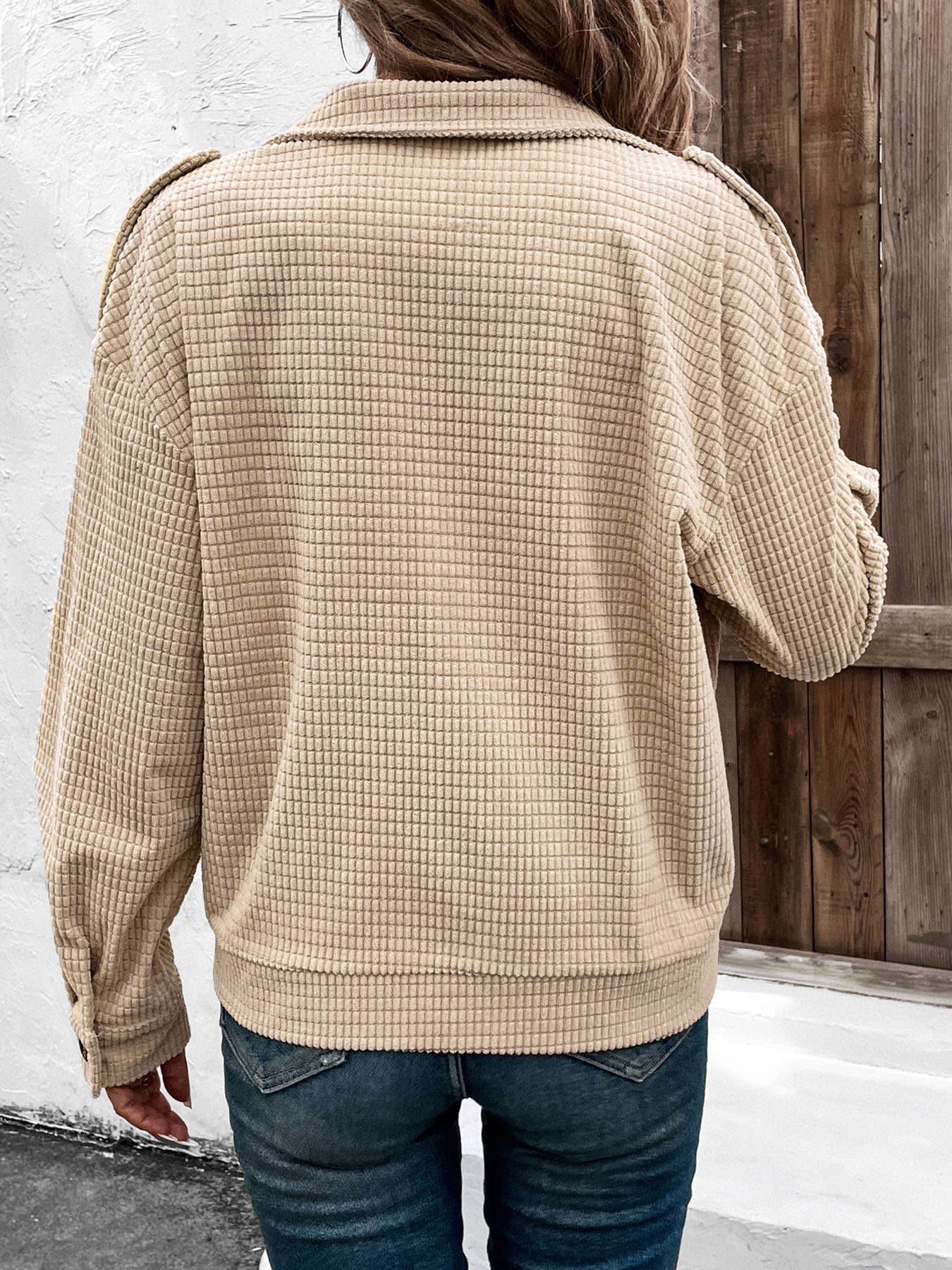 Casual textured fashionable solid-color coat