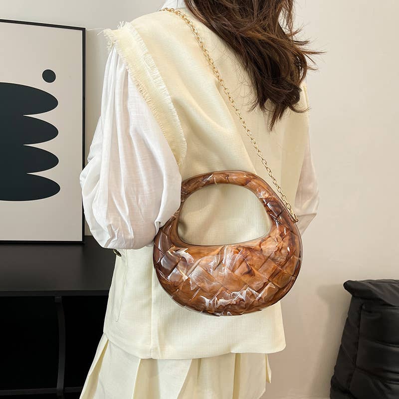 Diamond-shaped shiny single-shoulder underarm bag