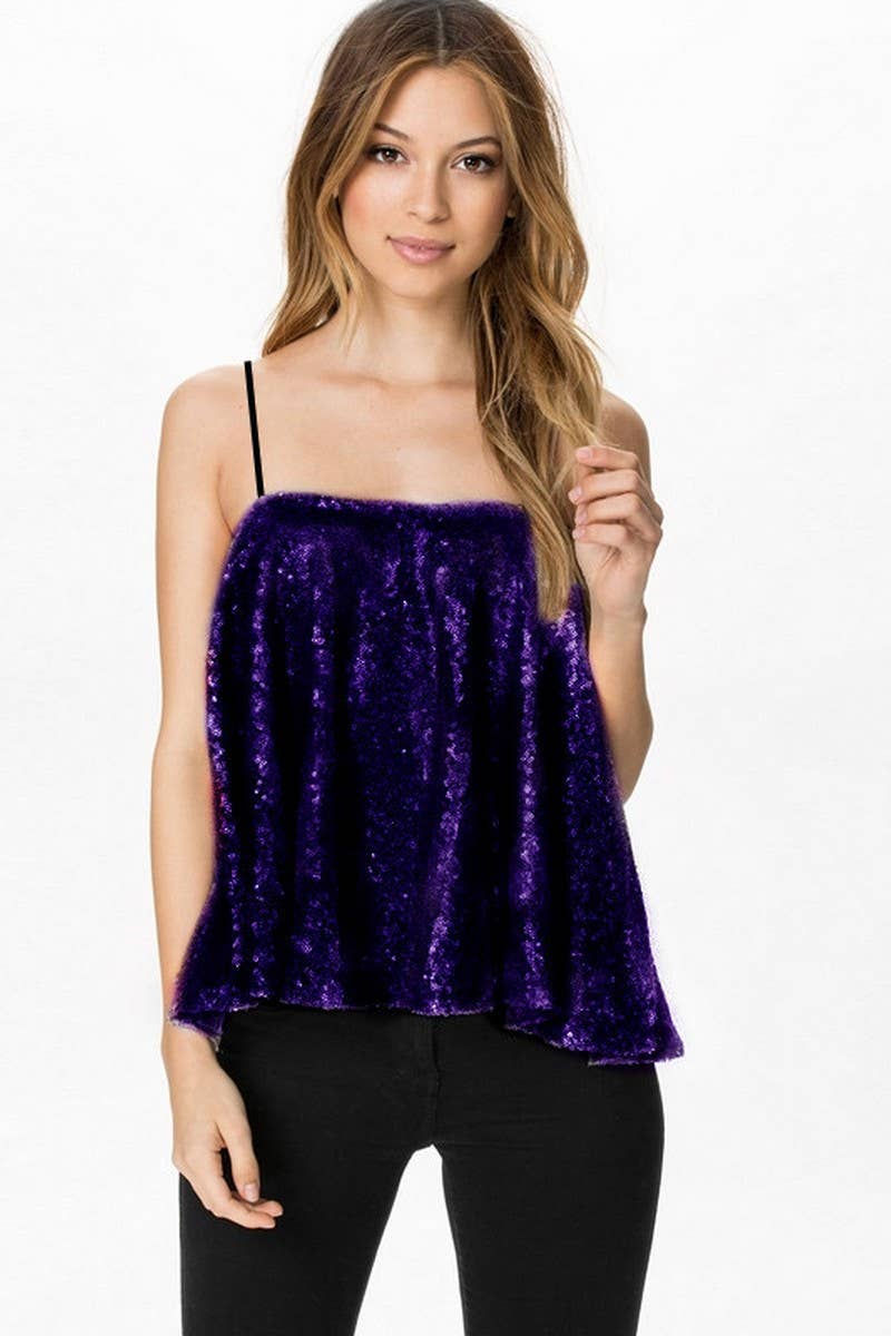 CWTHT0151_SEQUINED LOOSE TUBE STAGE CAMISOLE TOP