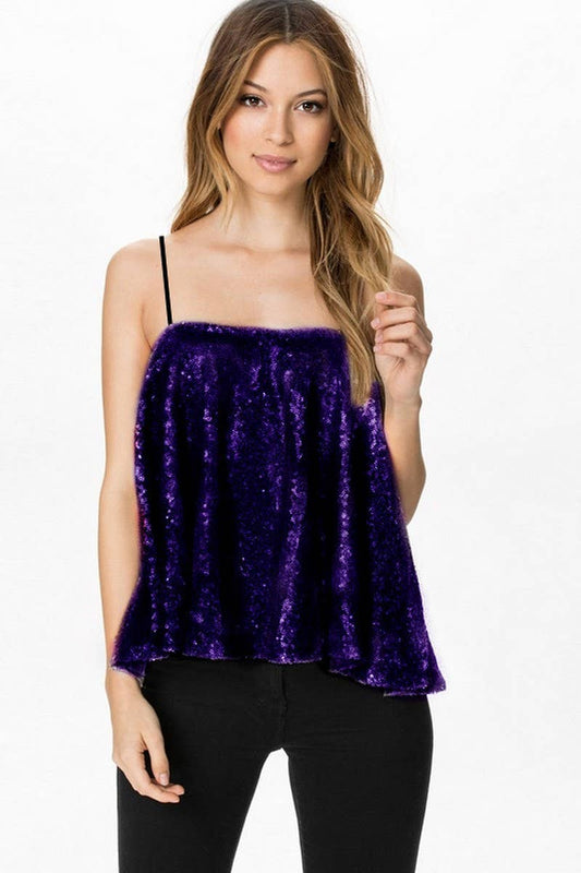 CWTHT0151_SEQUINED LOOSE TUBE STAGE CAMISOLE TOP