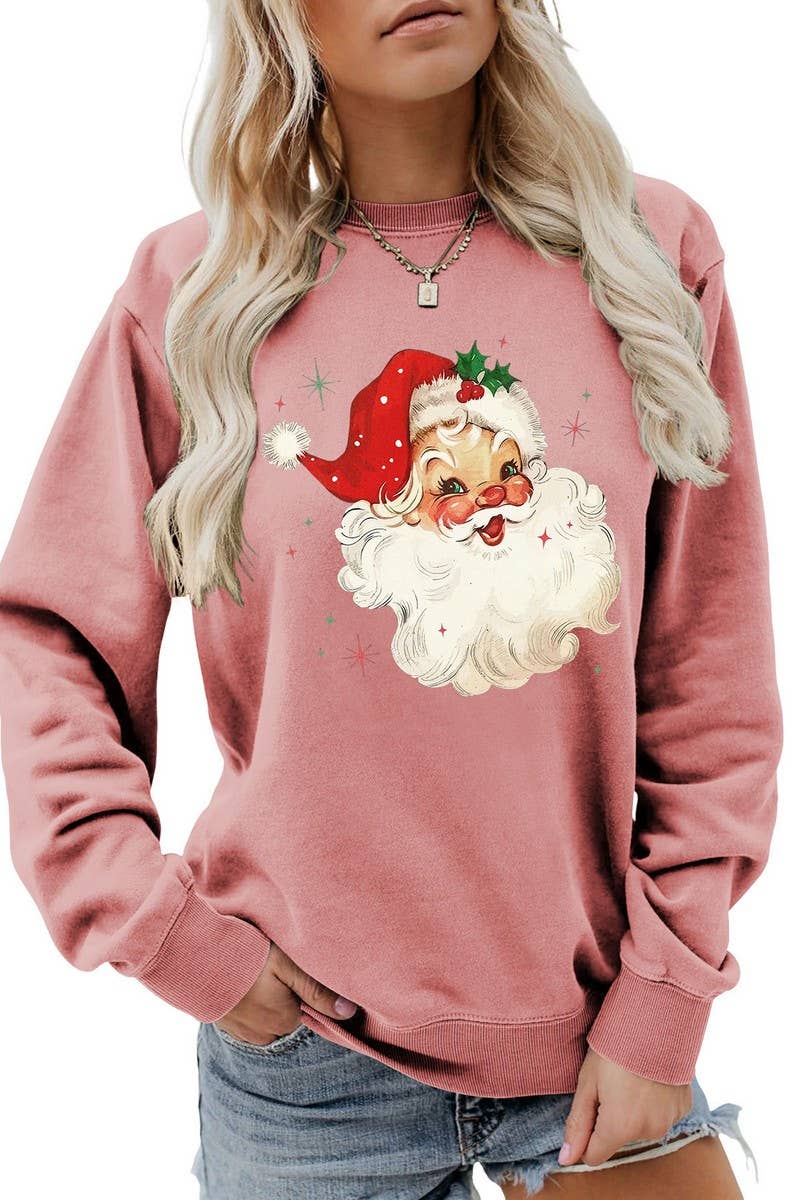 CWTBLL01324_SANTA CLAUS HEAD PATTERN PULLOVER SWEATSHIRT