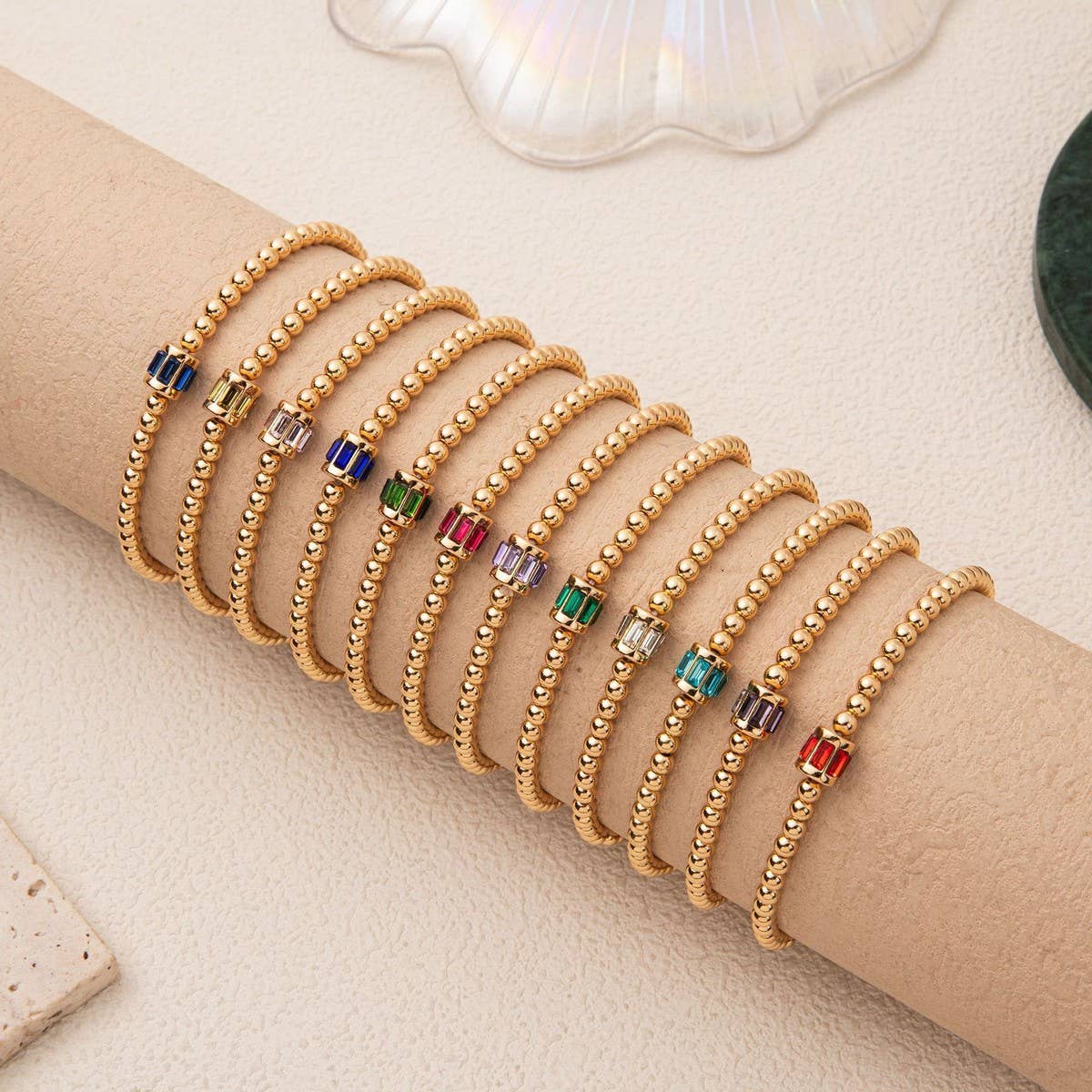 Bead Birthstone Bracelet December- Zircon Charm_CWMM6959