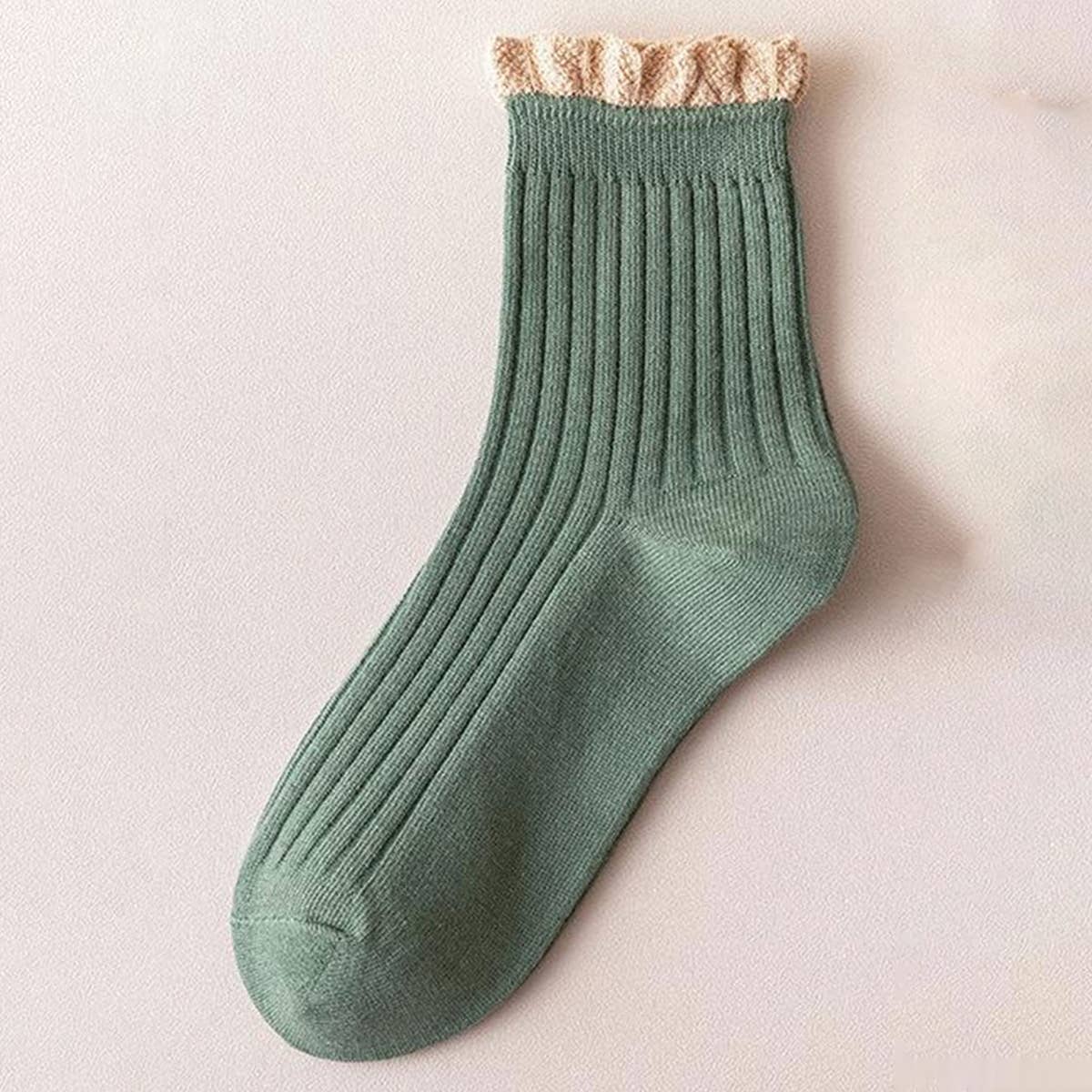 CUTE RUFFLE EDGE LACE MID-CREW SOCKS FOR WOMEN'S