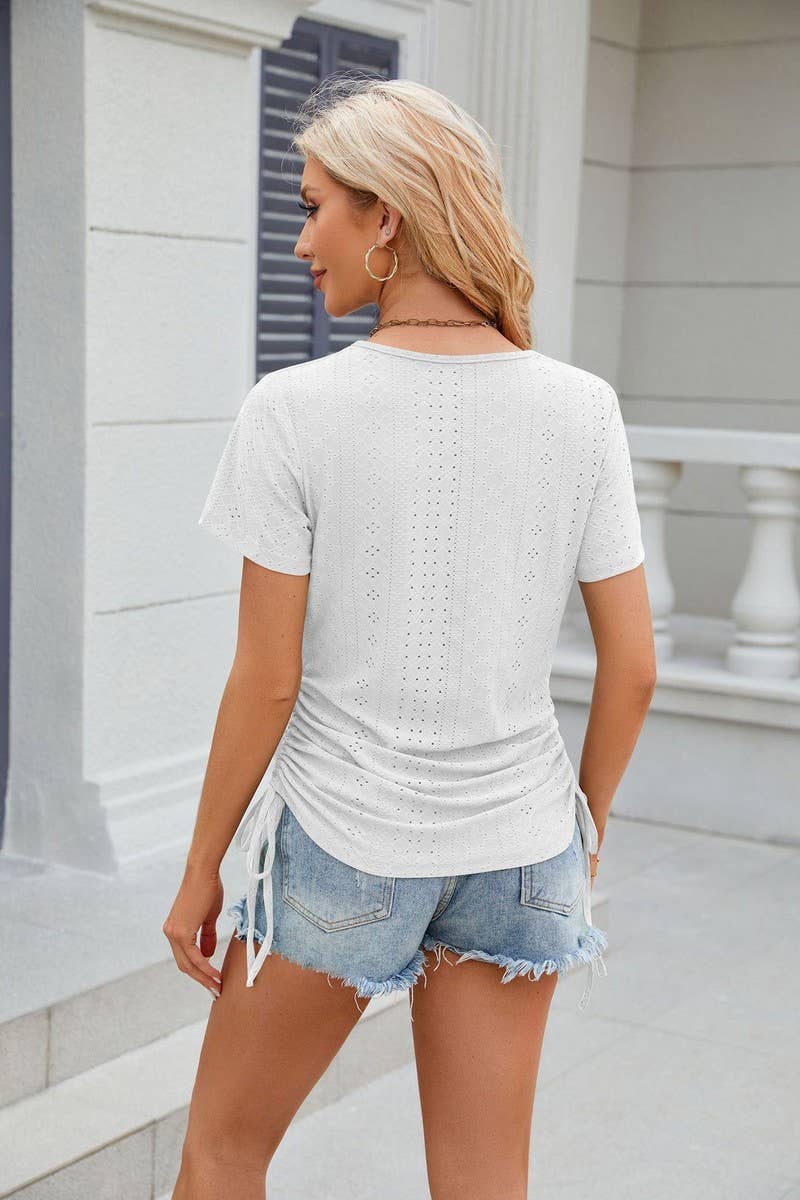 CWTTS0818_Round Neck Short Sleeve Knit Top