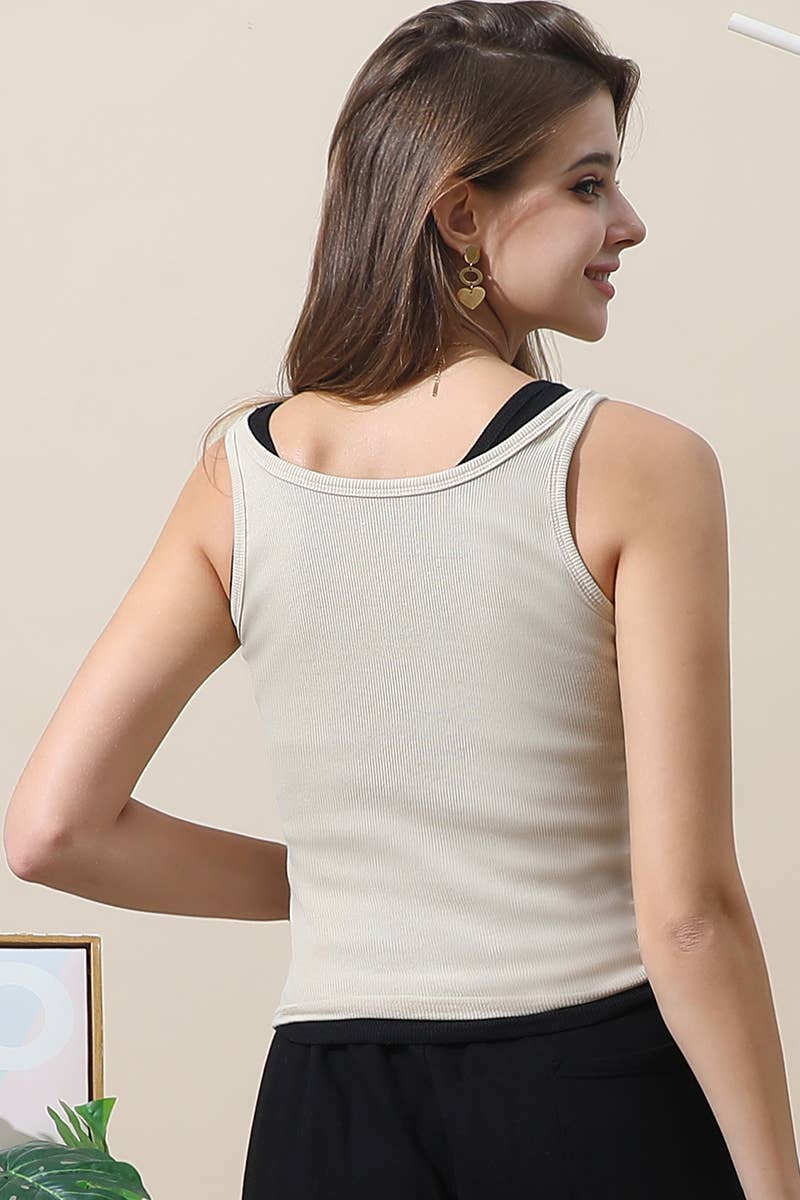 CWTTK231_SOLID RIB KNIT BASIC CAMI TANK TOP