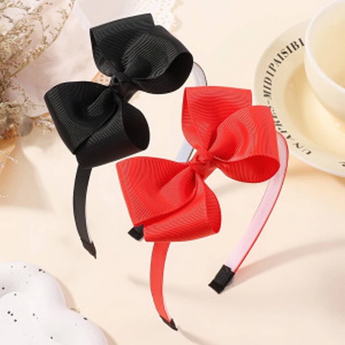 Double Bow Hair Clip Set with Pearl for Kids