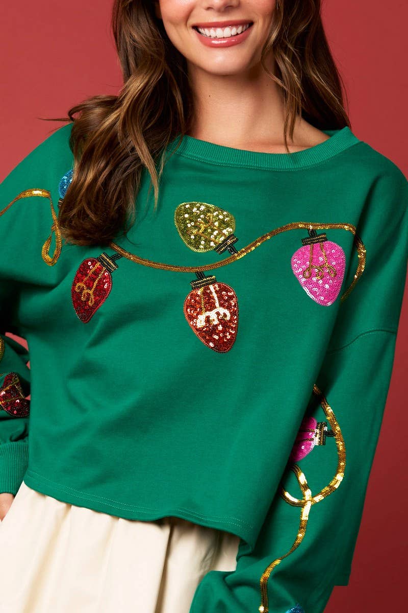 CWTBLL01270_CHRISTMAS BELL SEQUIN CROP SWEATSHIRT