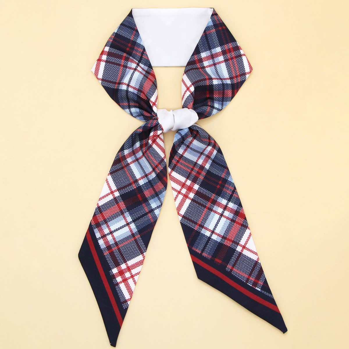Silky Bowknot Scarf with Floral Letter Design