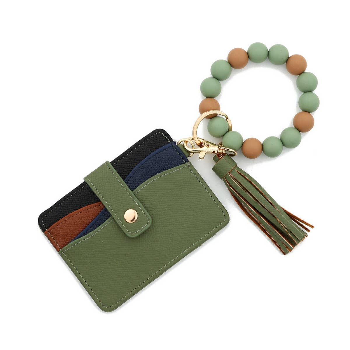 Silicone Bead Bracelet Keychain with ID Wallet_CUAB00446