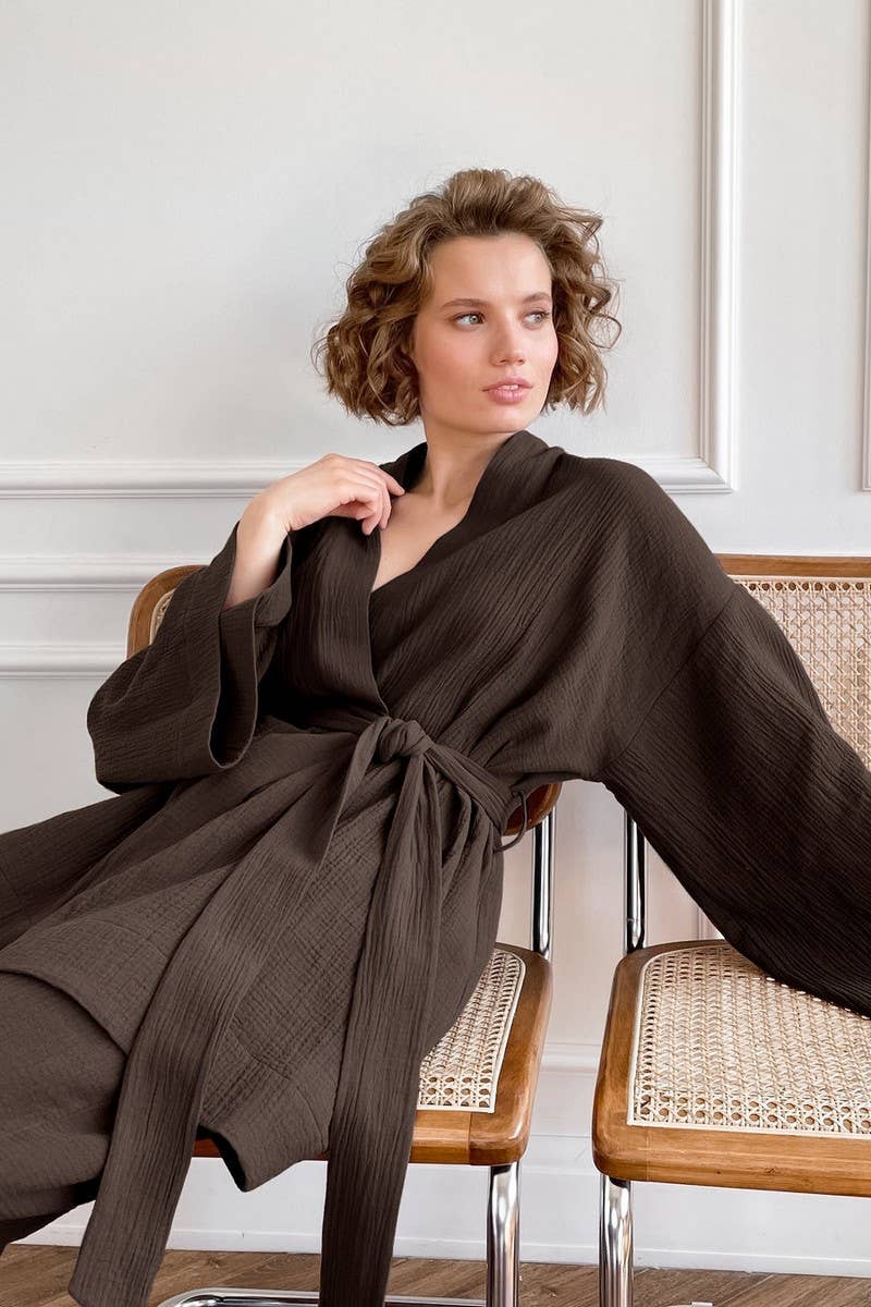 CWSPJ0081_LONG SLEEVE CARDIGAN WITH BELT PANTS PAJAMAS SET