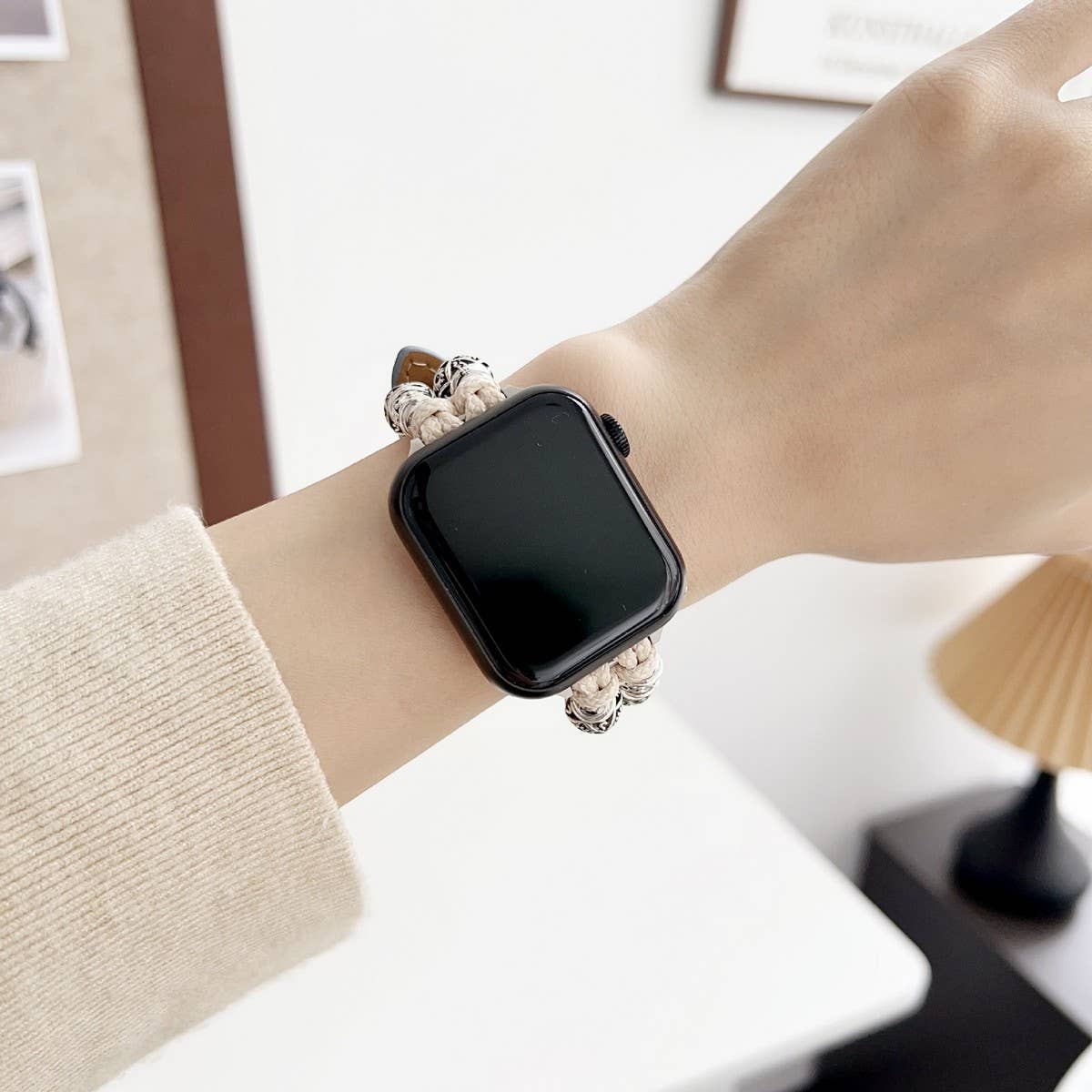 IWATCH9-1 14MM TIBETAN SILVER DENIM LEATHER STRAP