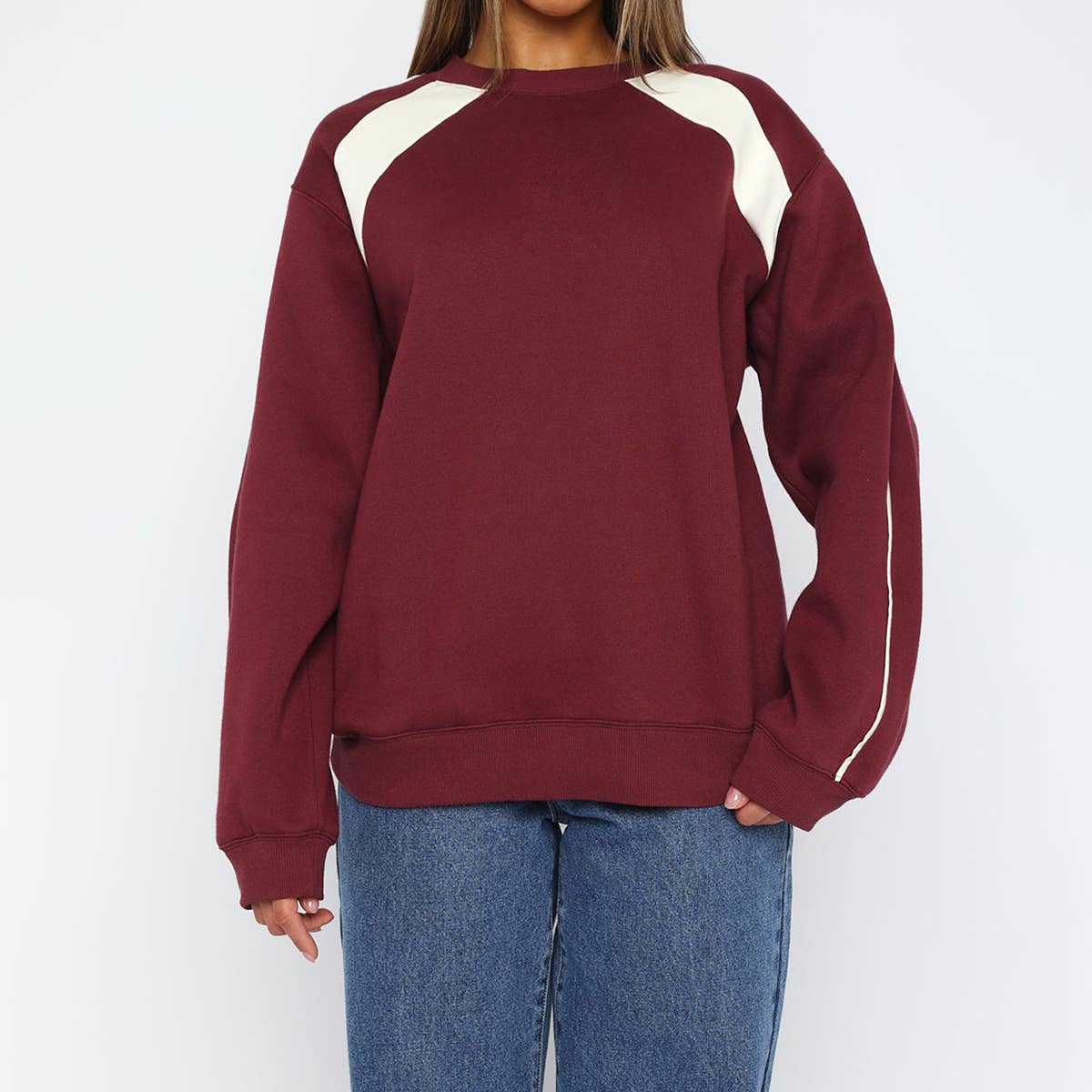 COLOR CONTRAST LOOSE CASUAL FASHION HOODIE