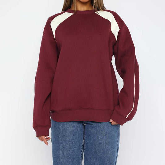 COLOR CONTRAST LOOSE CASUAL FASHION HOODIE