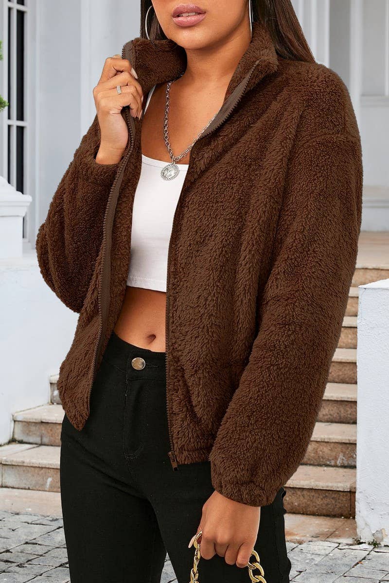 CWOCO0333_LONG-SLEEVED PLUSH LOOSE WARM CARDIGAN