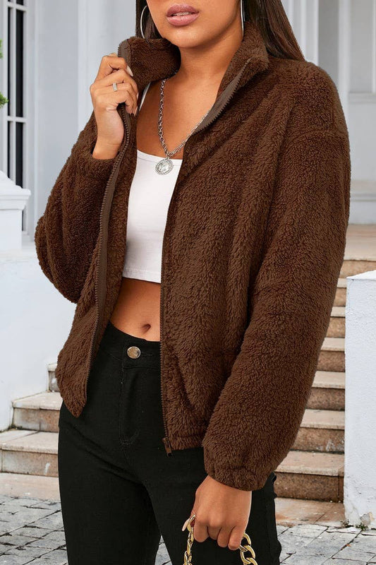 CWOCO0333_LONG-SLEEVED PLUSH LOOSE WARM CARDIGAN