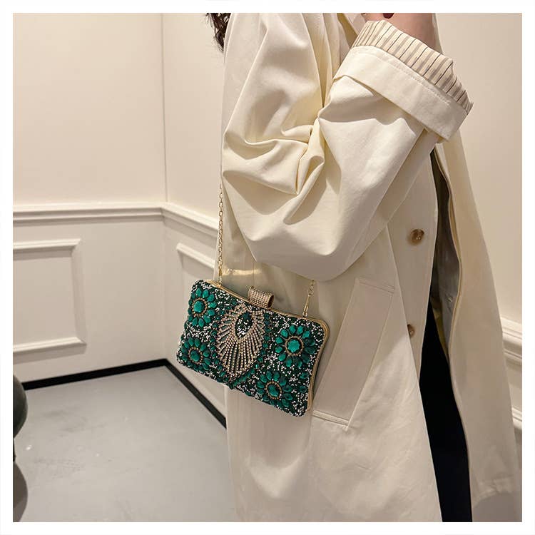 Fashionable rhinestone retro single-shoulder bag