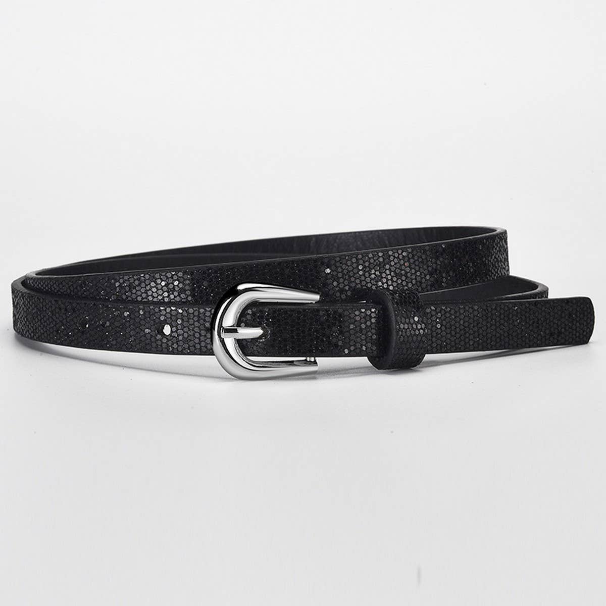 CWABE01255_KIDS SEQUIN PU BELT GIRLS FASHION JEANS OUTFIT