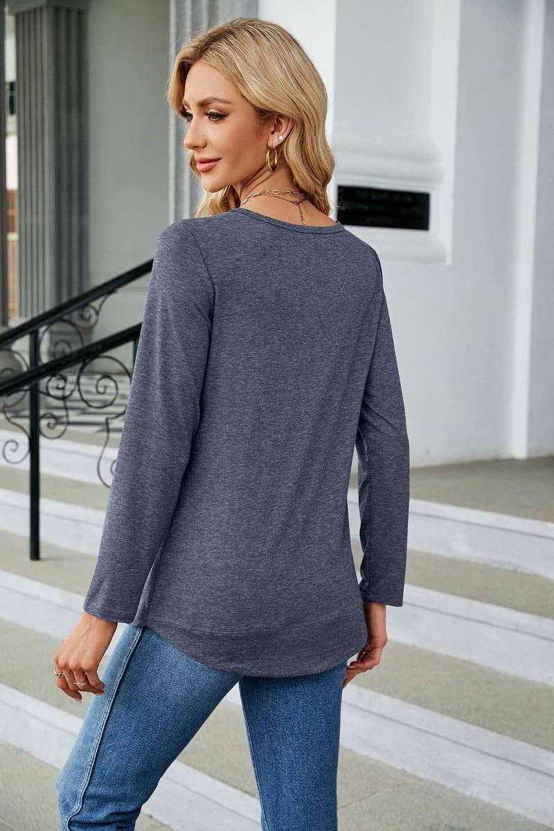CWTTL1651_Round neck Long Sleeve Pullover Top