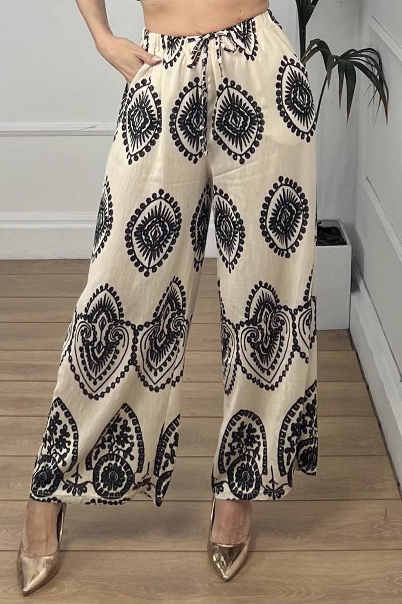 CWBLP888_WOVEN WIDE-LEG LOOSE CASUAL STRAIGHT-LEG PANTS