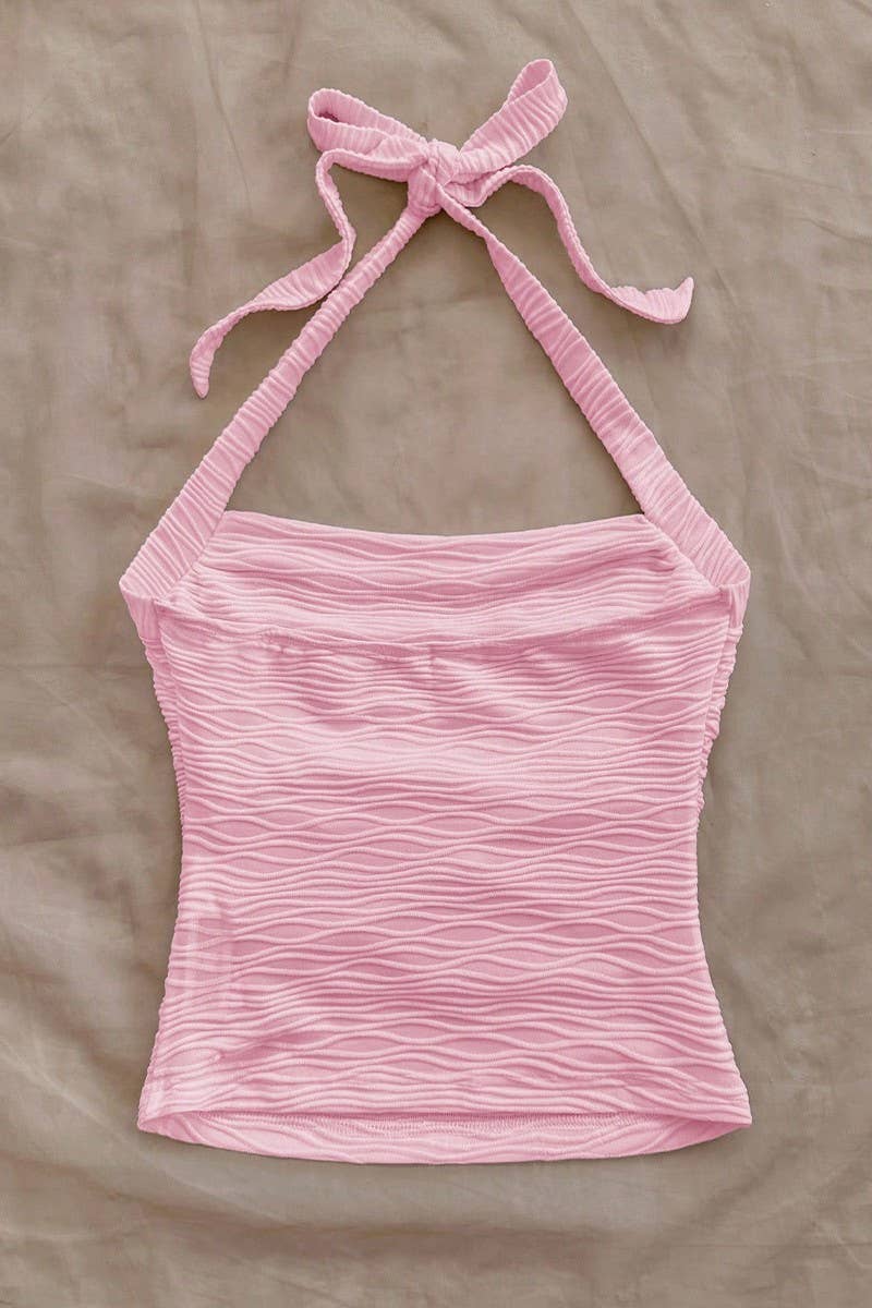 CWTHT0221_SOLID COLOR TIE NECK BACKLESS CAMI TOP