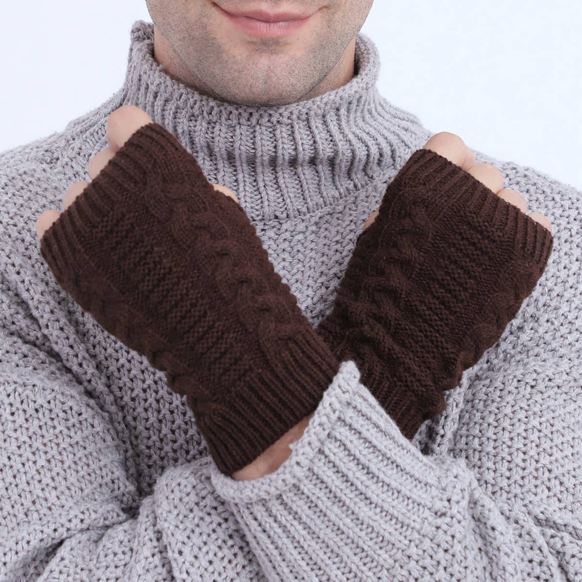 FASHION SHORT TWIST FINGERLESS GLOVES_CWAG0092