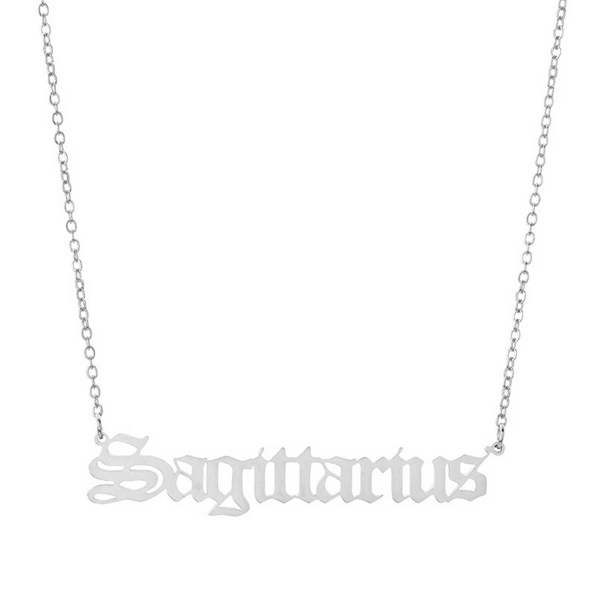 STAINLESS STEEL ZODIAC PENDANT CLAVICLE NECKLACE_CWMM2719