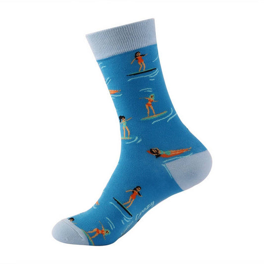 CASUAL GEOMETRIC MID-CALF SOCKS_CWMS1004