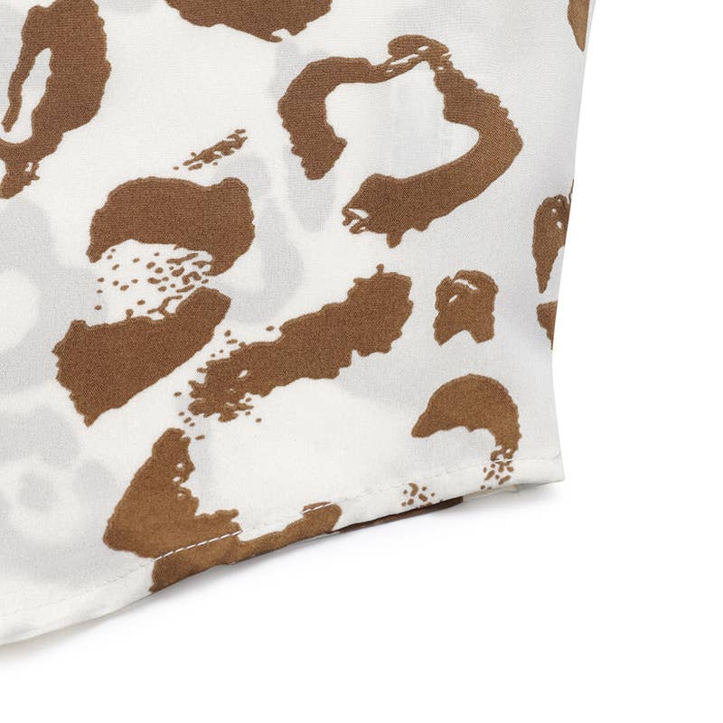 Casual V-neck bat-sleeve leopard print shirt