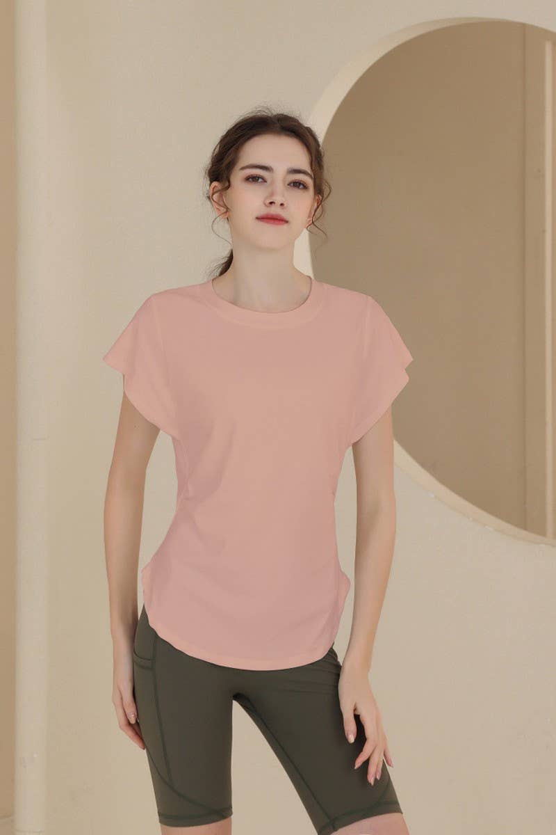 CWTSTS0394_ROUND NECK SHORT SLEEVE FITNESS YOGA TOP