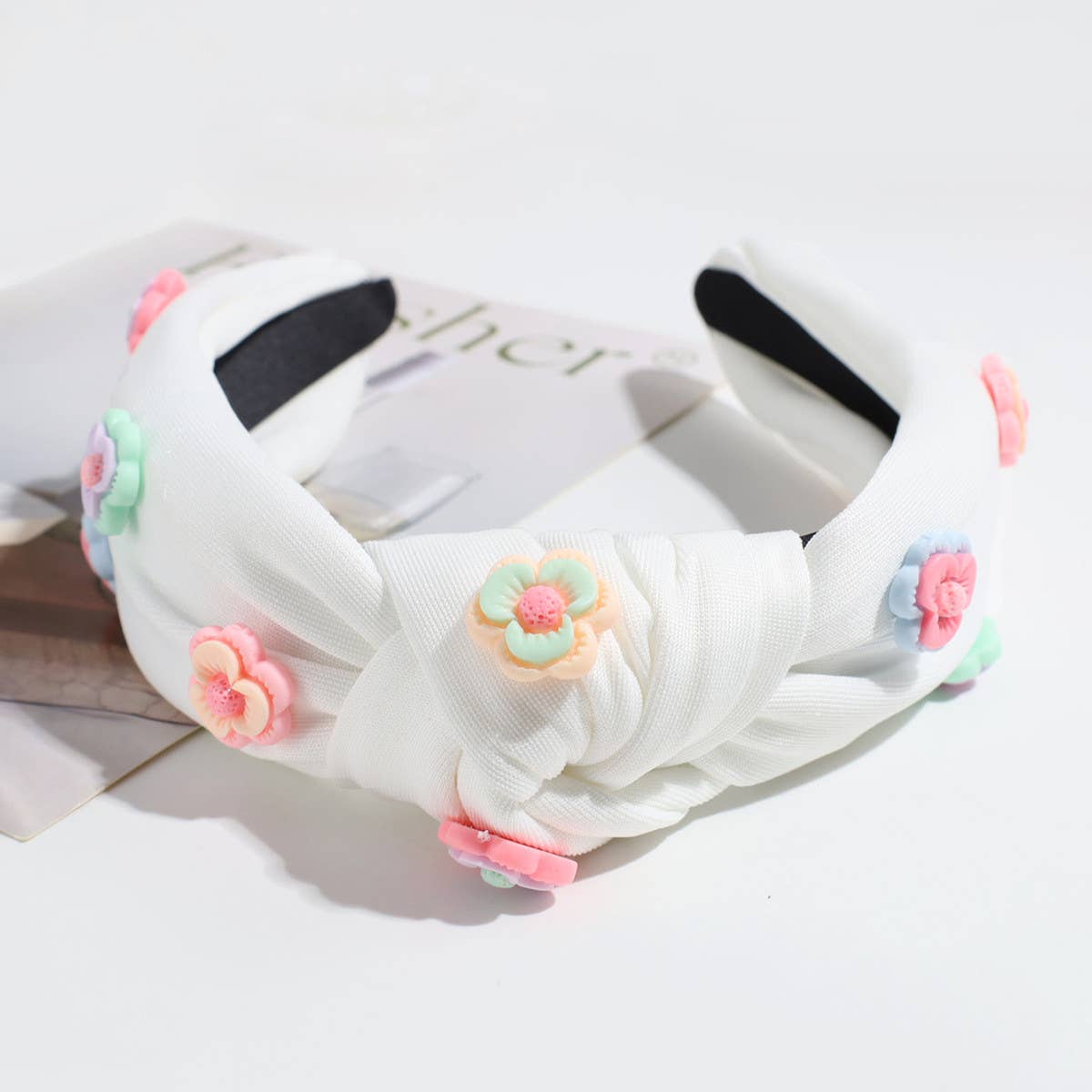 FRESH FLOWER WIDE KNOTTED HEADBAND