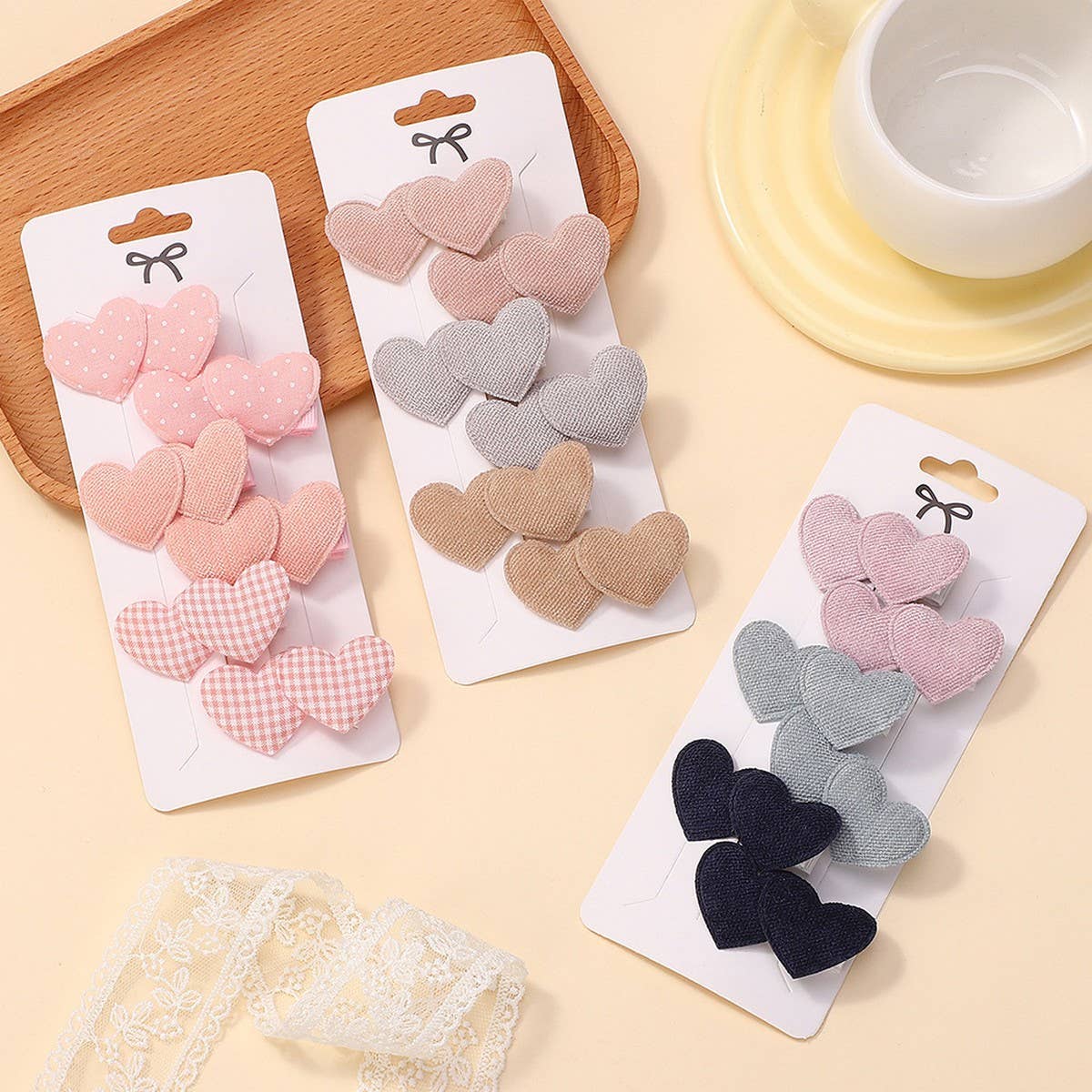 Cute Heart Hair Clip Set for Girls ? Warm Colors