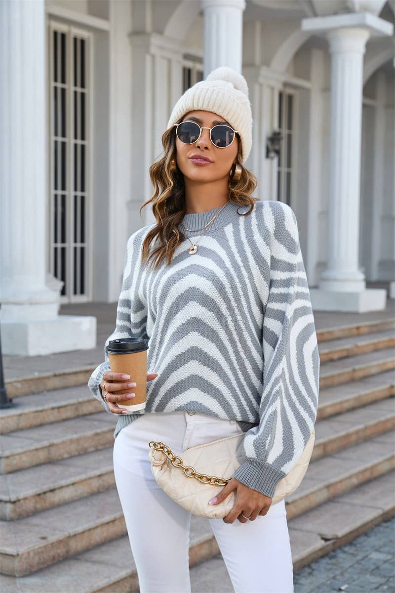 CWOSWL1676_Crew Neck Long Sleeve Pullover Sweater