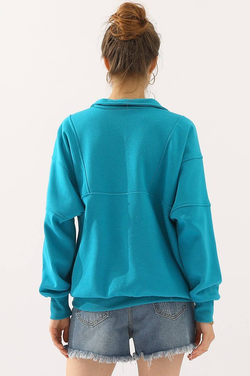 CWTTL900_HALF ZIP UP SWEATSHIRT WITH KANGAROO POCKET