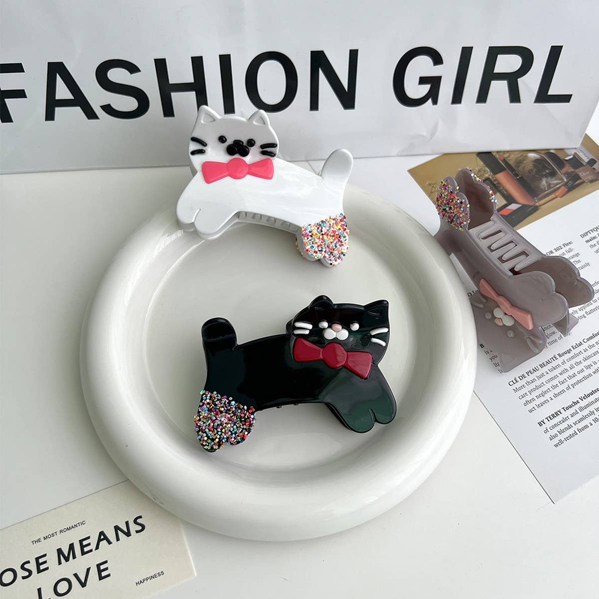 Cute Cat Bow Hair Clip  Creative Cartoon Accessory