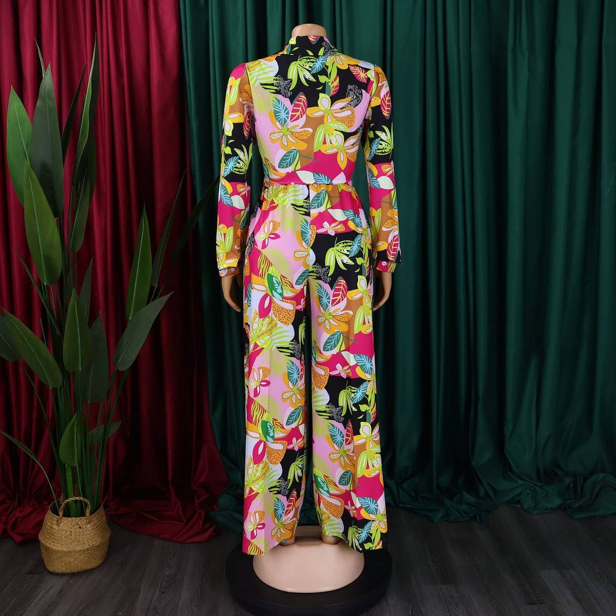 PRINTED TIE SHIRT WIDE-LEG PANTS TWO-PIECE SET_CWSTB1139
