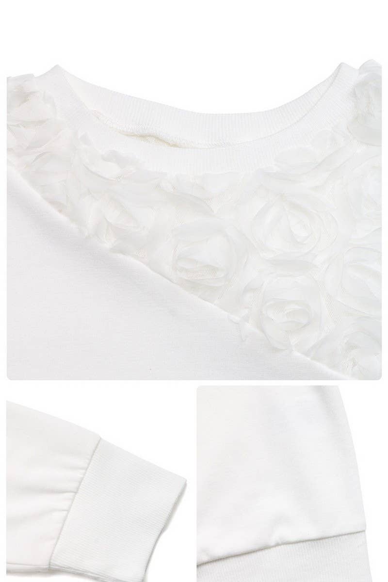 CWTBLL4043_SOLID LONG SLEEVE SWEATSHIRT WITH 3D ROSE DETAIL