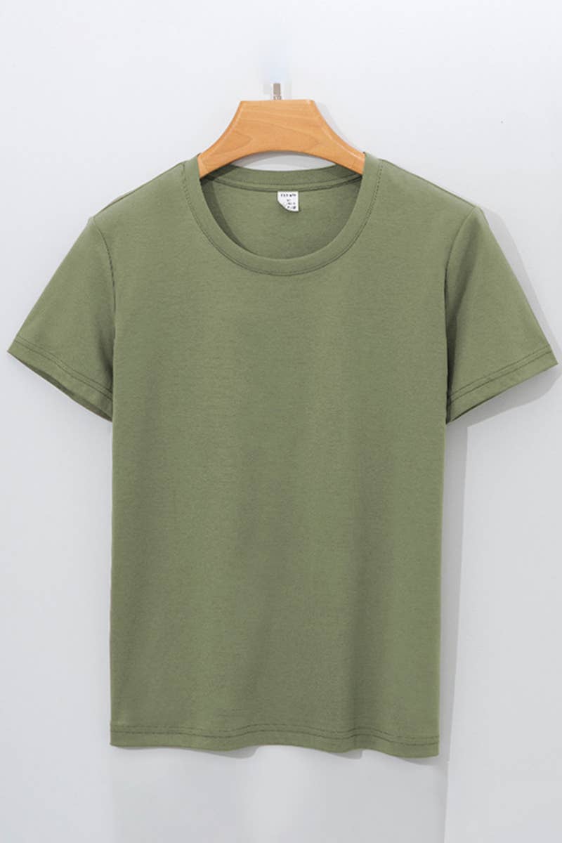 CWTBLS1789_SUMMER FASHION CASUAL WOMEN'S SOLID COLOR T-SHIRT