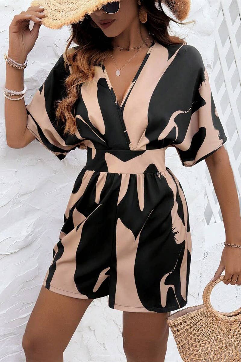 CWSJS1671_PRINTED CROSS NECK HIGH WAIST JUMPSUIT