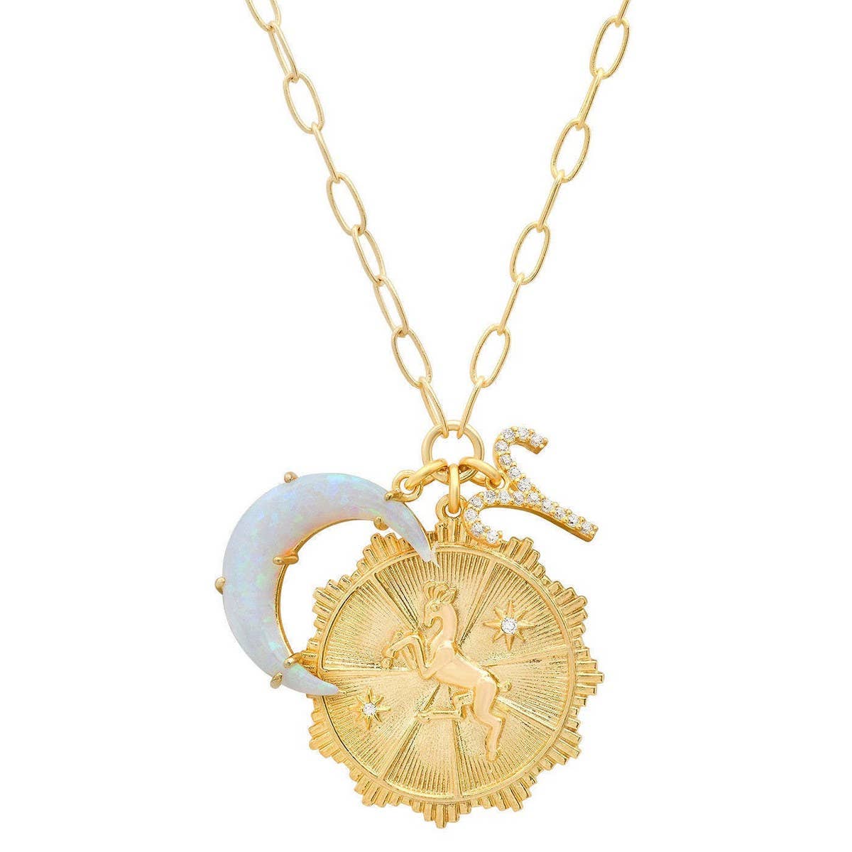 Micro-paved Zirconia Zodiac Pendant Necklace