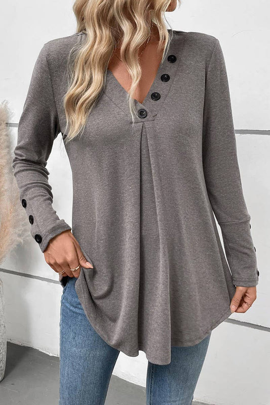 CWTBLL3735_AUTUMN CASUAL MID-LENGTH V-NECK T-SHIRT