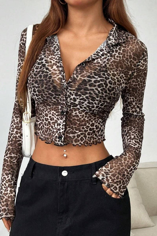 CWTBLL3536_LEOPARD PRINT SINGLE BREASTED CROPPED SHIRT TOP