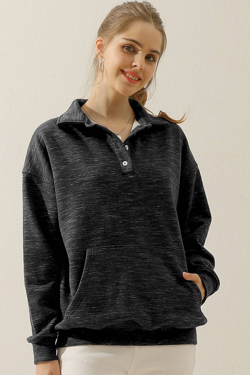 CWTTL904-P_PLUS SIZE BOTTON COLLAR SWEATSHIRT WITH POCKET